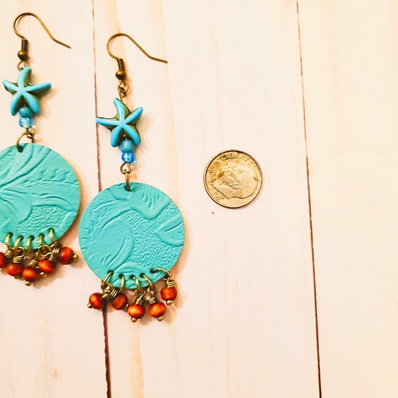 Turquoise and Beaded Drop Earrings - Picture 5 of 5